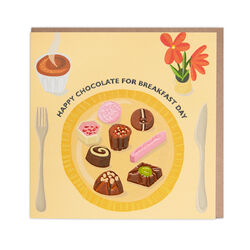 &lsquo;Happy Chocolate For Breakfast Day&rsquo; Blank Birthday Card , , hi-res